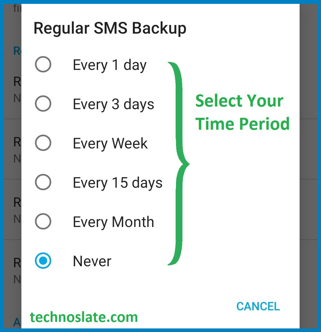 Contacts Message Backup - Backup Time