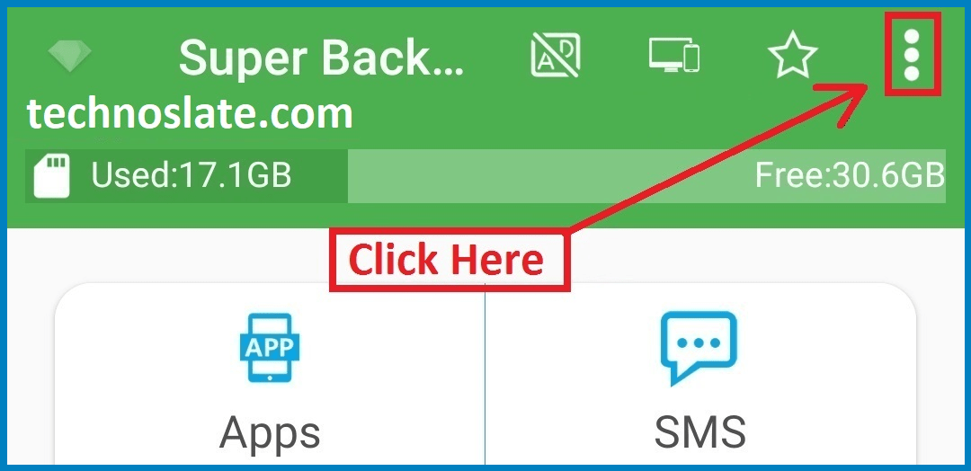 Contacts Message Backup - Open Menu
