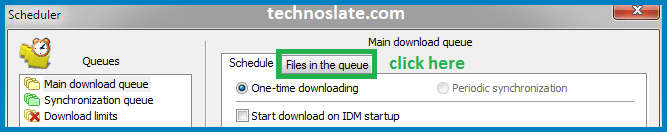 Internet Download Manager - IDM files in the queue tab