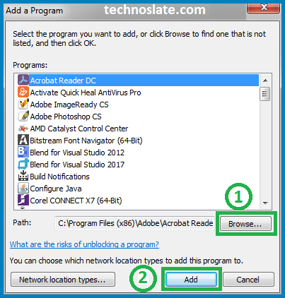 Windows Firewall - Installed Program List