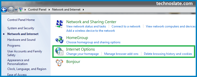 Windows Firewall - Internet Options