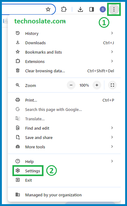 Default Download Location in Chrome - Open Settings