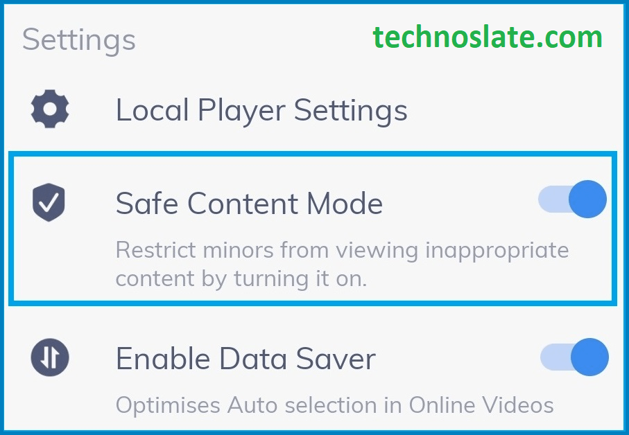 mx player features safe content mode