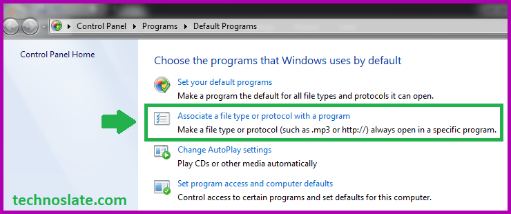 Default Program Windows 7 - Associate a File