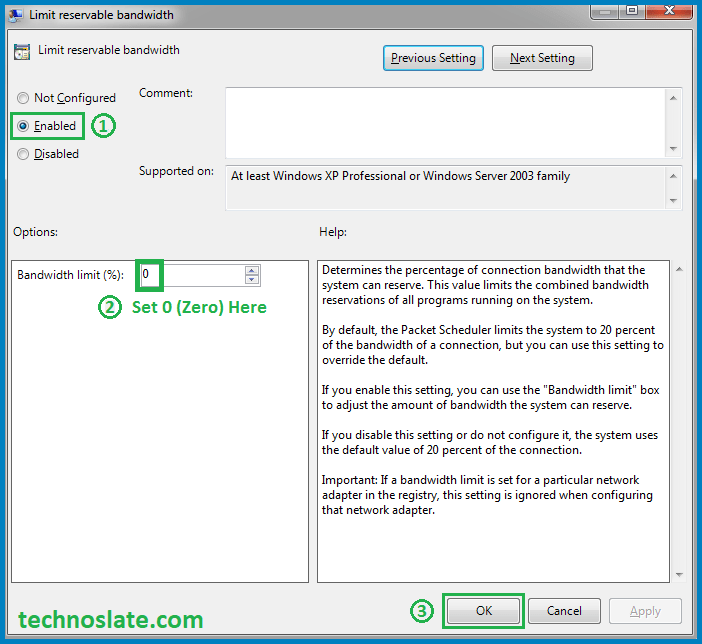 Increase Internet Speed in Windows - Limit Bandwidth