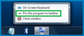 Virtual Keyboard - Pin This Program to Taskbar