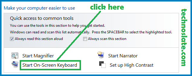 Virtual Keyboard from Control Panel