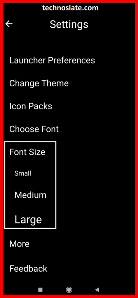 android launcher - indistractable font size