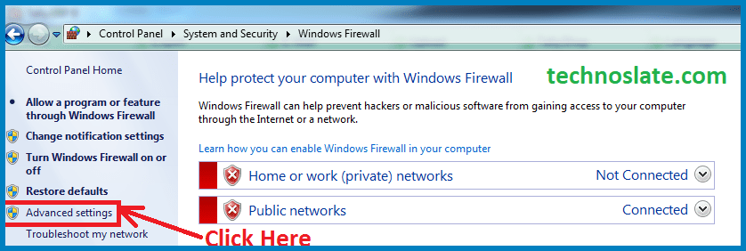 Block Internet Access in Windows - Open Advanced Settings