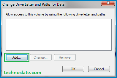 Hide a Disk Partition - Add Button