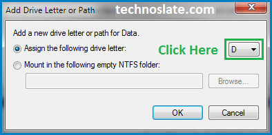 Hide a Disk Partition - Select Drive Letter