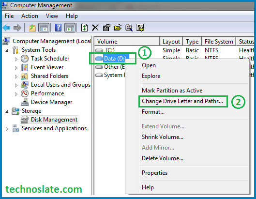 Hide a Disk Partition - computer management