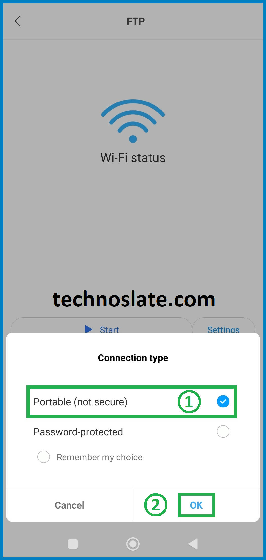 Wireless File Transfer - MI - Choose Connection Type