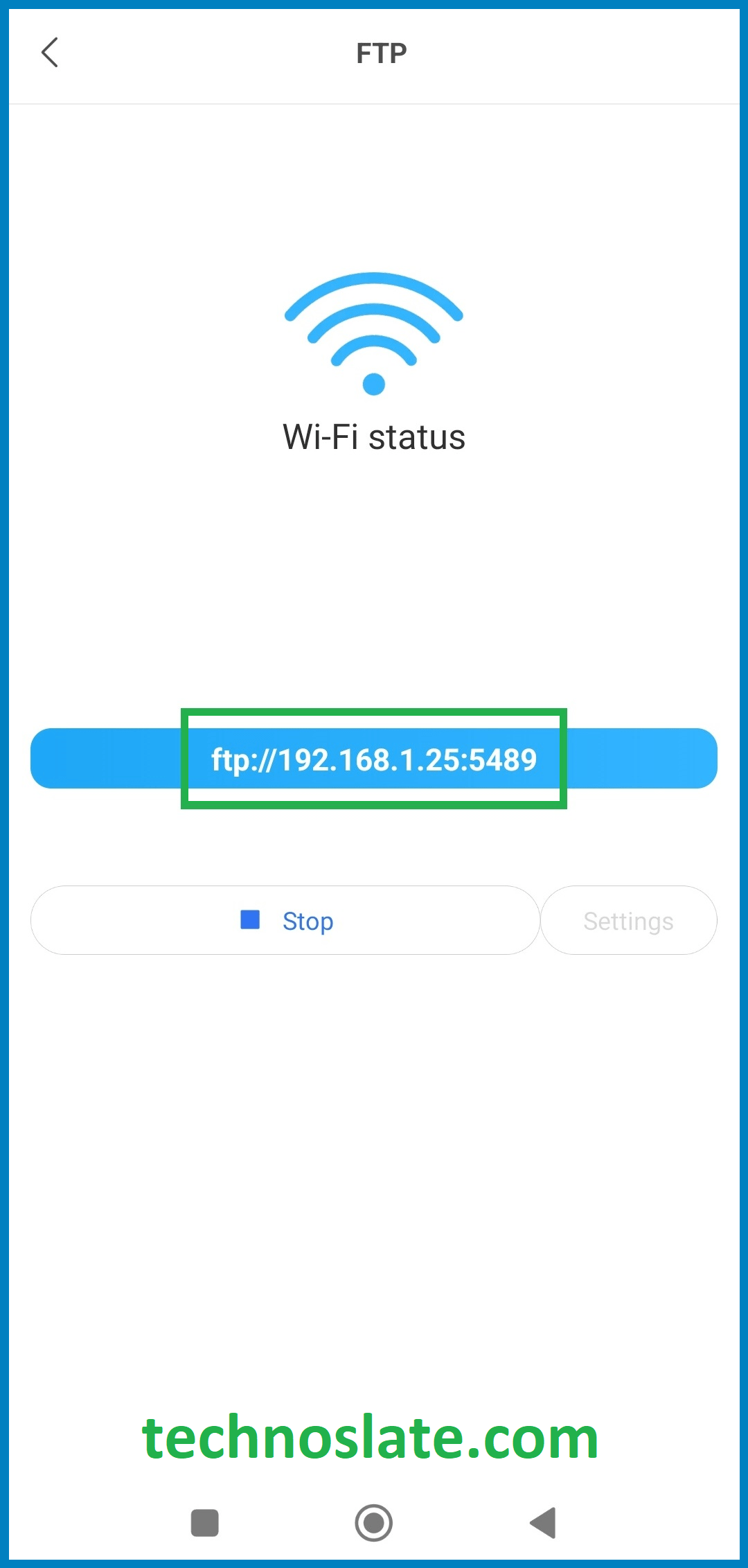 Wireless File Transfer - MI - Get FTP Address