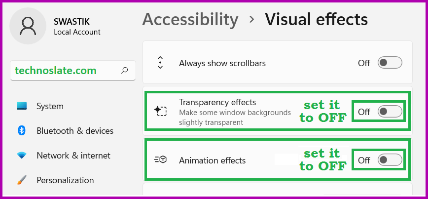 Disable Animation Effects to Increase Windows 11 Performance
