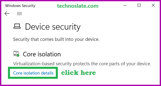Open Core Isolation Details - Improve Windows 11 Performance