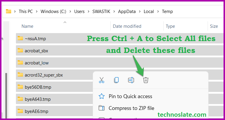 Remove Temporary Files 2 to Increase Windows 11 Performance